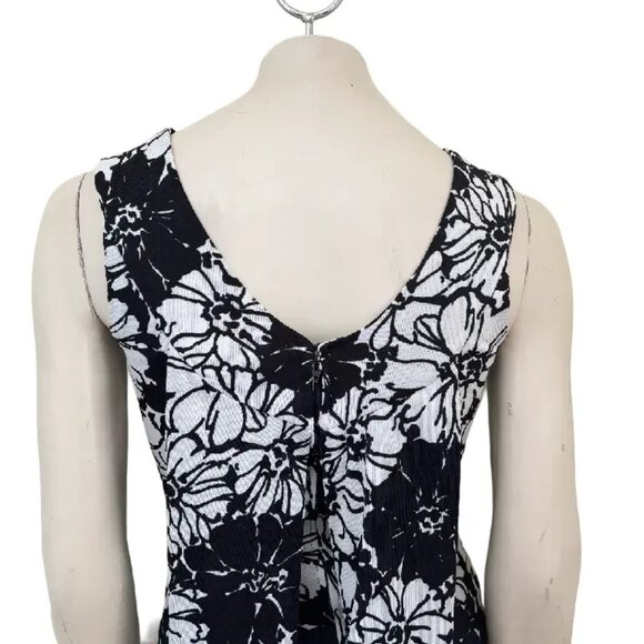 VTG 60s Retro Floral Sleeveless Maxi Dress in Black & White  Evening Formal SZ S - Picture 5 of 9